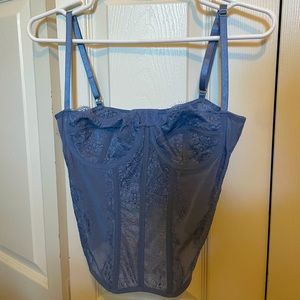 Blue, lace vintage corset spaghetti strap top